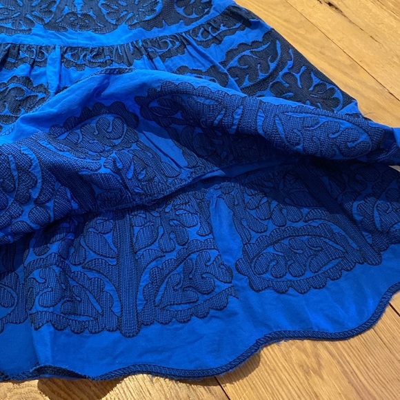 ZARA Cotton Embroidered Azul Blue Dress Size XS - Picture 8 of 11